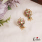 Elegant Pearl Border Floral Stud Earrings With Pearl Drops E1110 (Available In 5 Colors)