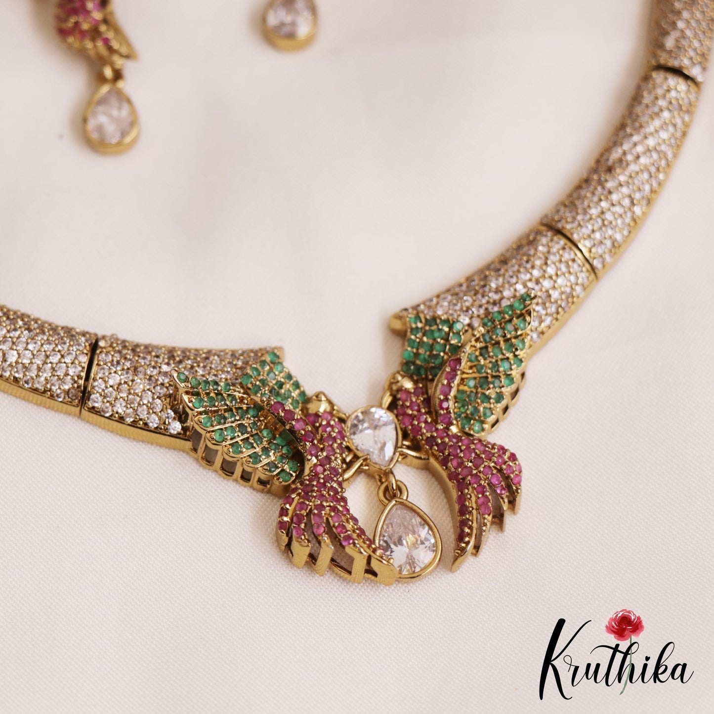 Sparkling Diamond-Finish Gold-Tone AD Choker NC2802