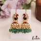 Beautiful Peacock Motifs Jadau Jhumka With Green Bead Drops E1019