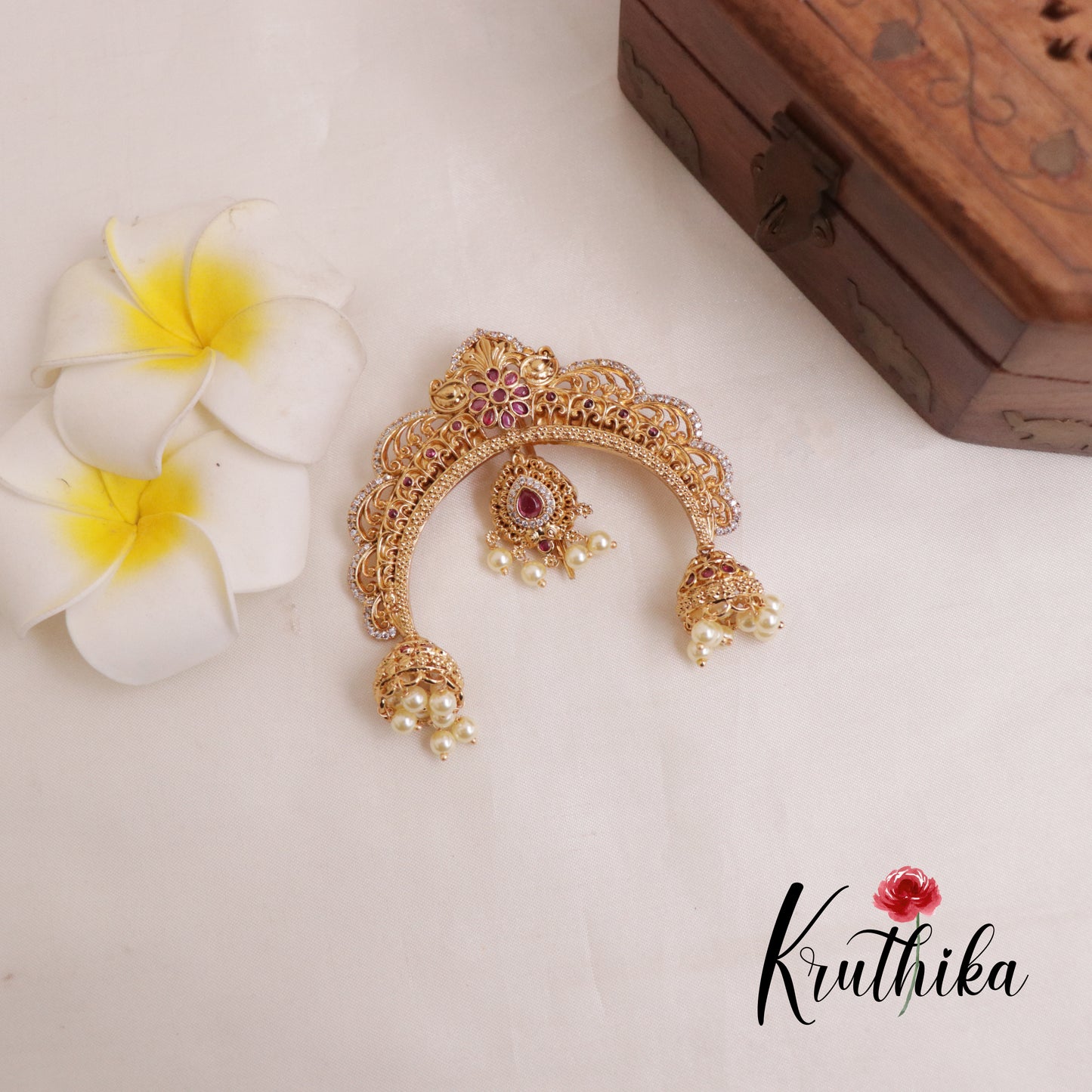 Beautiful AD Half Moon Jhumka Jada Pin J125