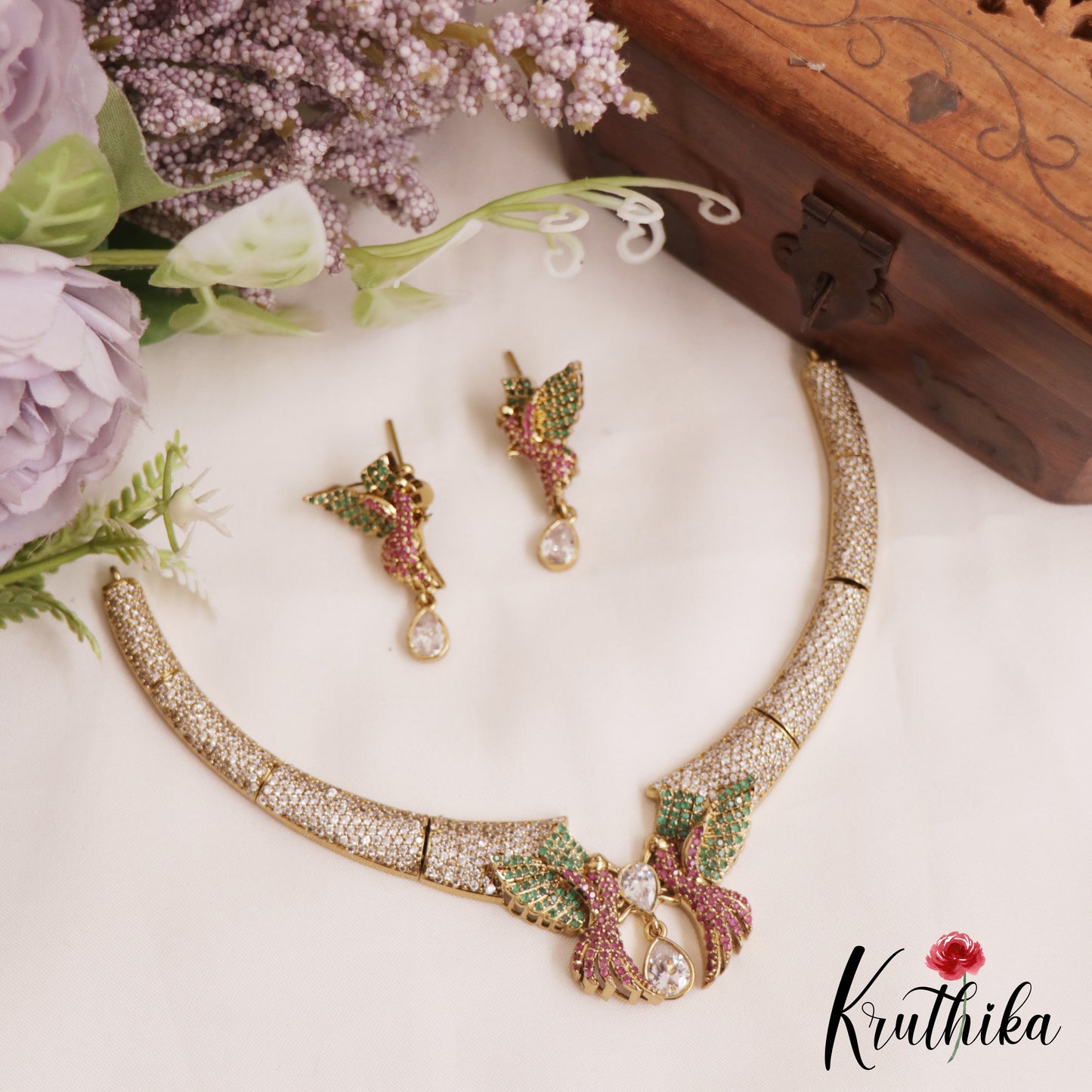 Sparkling Diamond-Finish Gold-Tone AD Choker NC2802