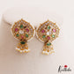 Elegant Pearl Border Floral Stud Earrings With Pearl Drops E1110 (Available In 5 Colors)