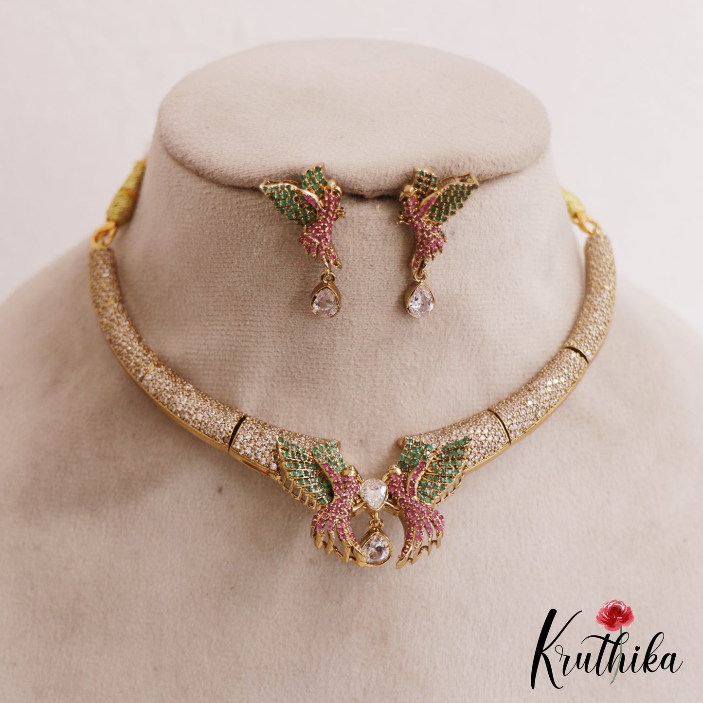 Sparkling Diamond-Finish Gold-Tone AD Choker NC2802