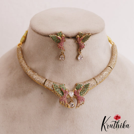 Sparkling Diamond-Finish Gold-Tone AD Choker NC2802
