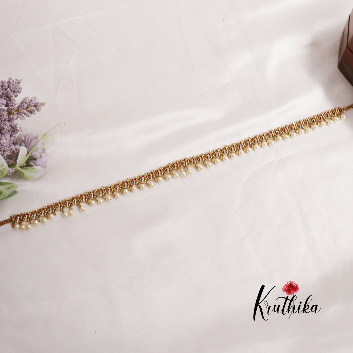 Beautiful Kemp Hip Chain with Pearl Drops V305