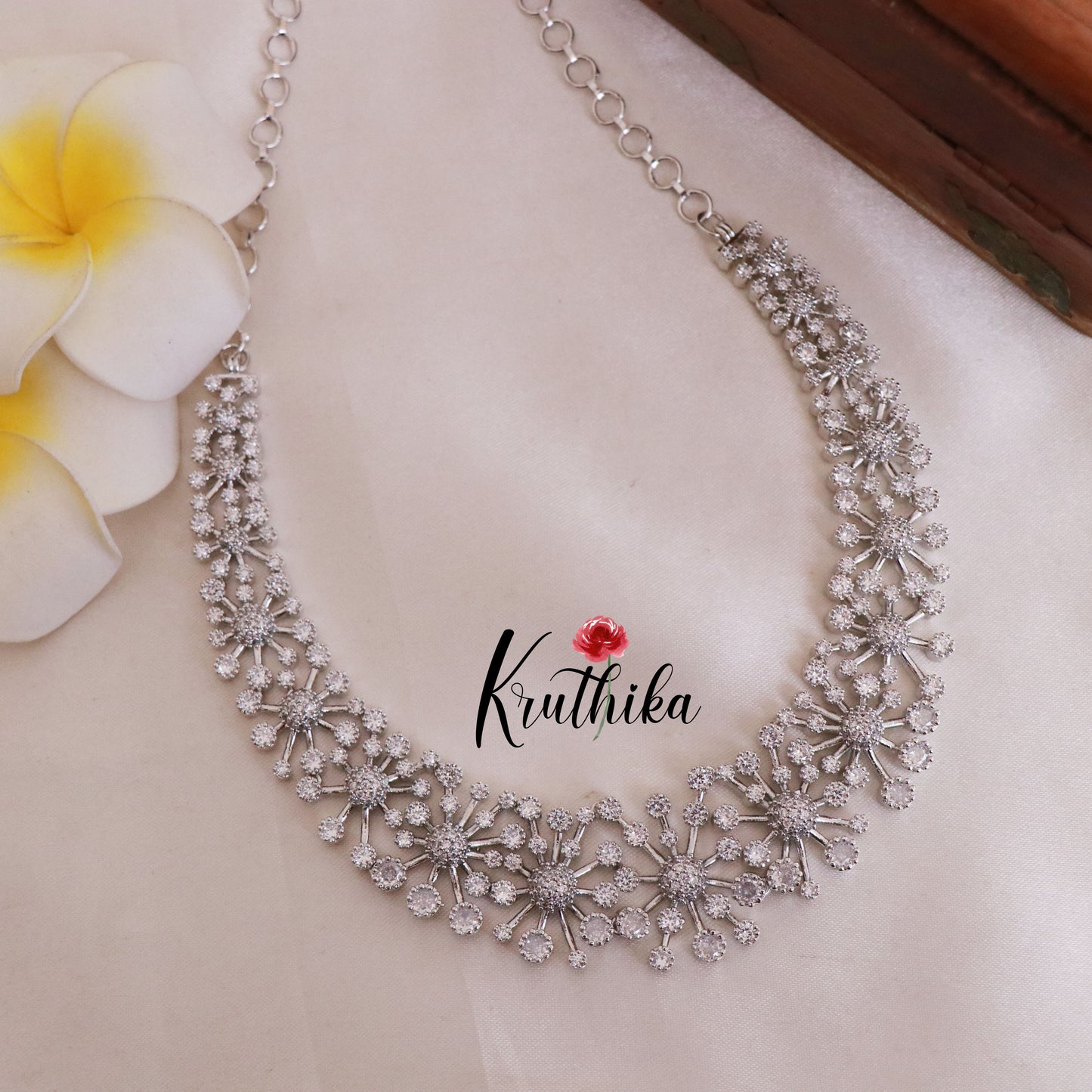 Trendy CZ/AD Flower Design Necklace NC1829 (Available in 3 colours)