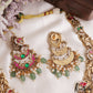 Premium Antique Nagas Lakshmi Elephant Motifs Jadau Necklace With Green Bead Drops NC3137