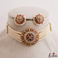 Beautiful Multi Pearl Strand Kemp Choker With Floral Pendant NC3179