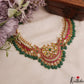 Premium Floral Peacock Motifs Jadau Choker With Green Bead Drops NC2998