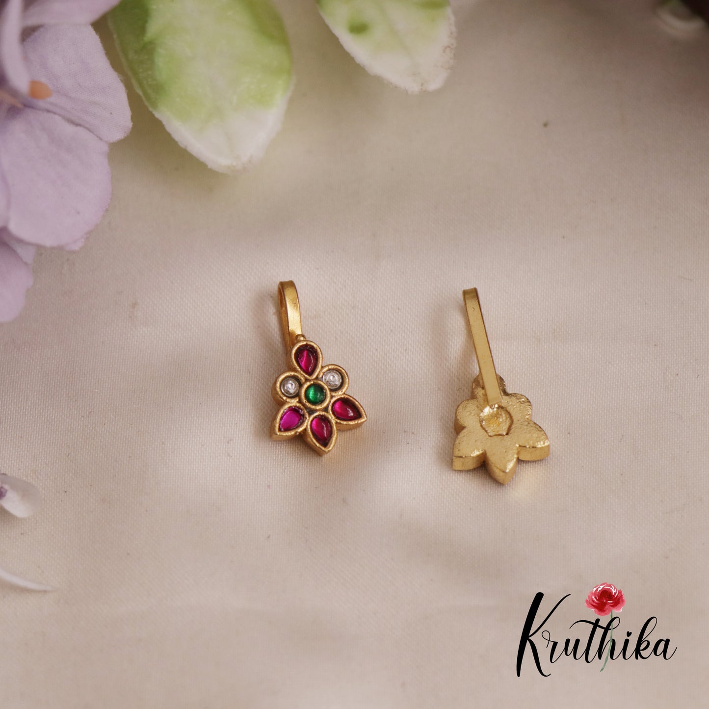 Classic Jadau Floral Earcuffs | Upper Earrings | Bugadi Earrings E819