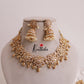 Beautiful AD Kundan Lotus Choker with Golden Beads Drops NC2379
