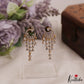 Sparkling Gold-Tone Teardrop Motifs CZ Earrings E1076