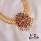 Premium Gold Finish Laxmi Coin Necklace With Jadau Pendant Multi Colour LH1782