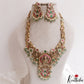 Premium Antique Nagas Lakshmi Elephant Motifs Jadau Haaram With Green Bead Drops LH2163