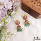 Gorgeous Floral Motifs Jadau Jhumkas With Green Bead Drops E1216