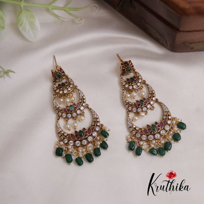 Trendy Three Step Chand Bali Earrings E630 (Available in 3 Colors)