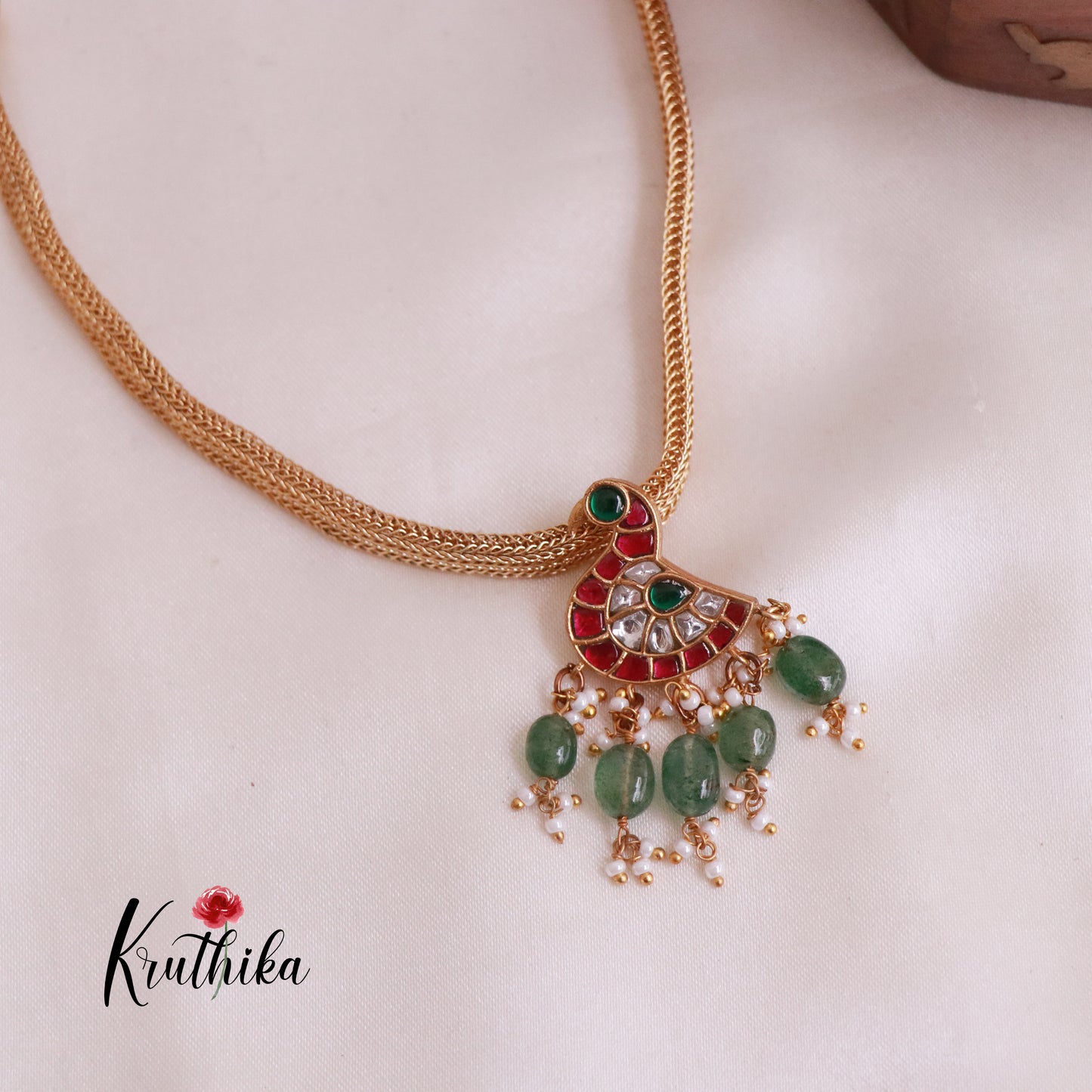 Pretty Peacock Jadau Chain Set NC1852