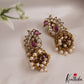 Elegant Peacock AD Jhumka Earrings With Pearl Drops E878 (Available In 3 Colors)