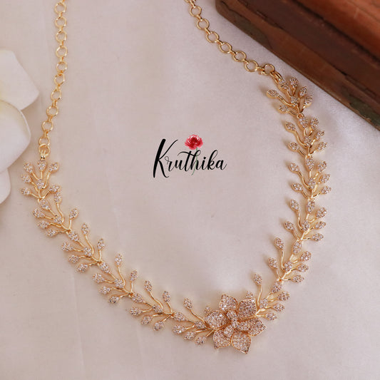 Trendy CZ/AD Flower Design Necklace NC1830 (Available in 4 colours)
