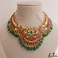 Premium Floral Peacock Motifs Jadau Choker With Green Bead Drops NC2998
