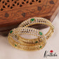 Sparkling Leaf Motifs Diamond-Finish Gold-Tone Bangles B496 (Set of 2)|(Available In 2 Colors)