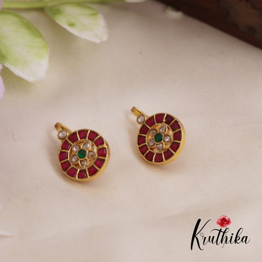 Elegant Jadau Floral Earcuffs | Upper Earrings | Bugadi Earrings E820
