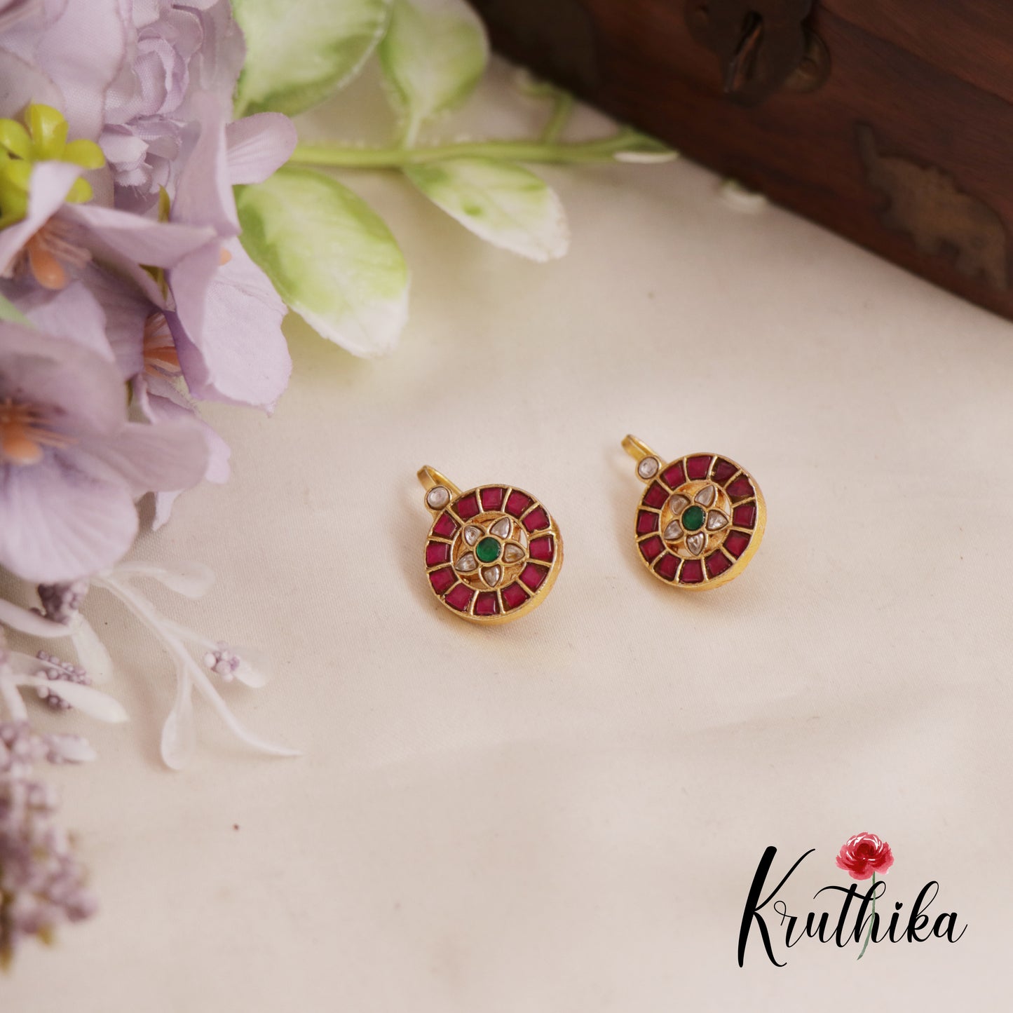 Elegant Jadau Floral Earcuffs | Upper Earrings | Bugadi Earrings E820
