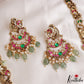 Premium Antique Nagas Lakshmi Elephant Motifs Jadau Haaram With Green Bead Drops LH2163
