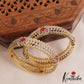 Sparkling Leaf Motifs Diamond-Finish Gold-Tone Bangles B496 (Set of 2)|(Available In 2 Colors)