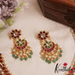 Premium Floral Leaf Motifs Jadau Choker With Green Bead Drops NC2895