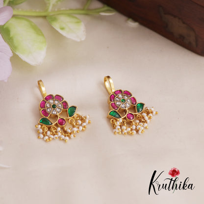 Classic Jadau Floral Leaf Earcuffs | Upper Earrings | Bugadi Earrings E817