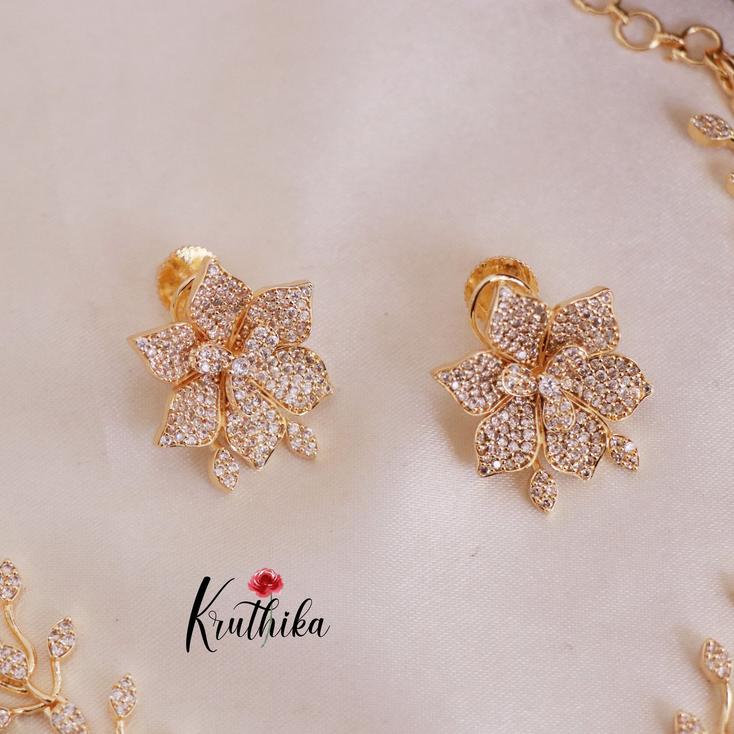 Trendy CZ/AD Flower Design Necklace NC1830 (Available in 4 colours)