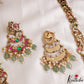 Premium Antique Nagas Lakshmi Elephant Motifs Jadau Haaram With Green Bead Drops LH2163