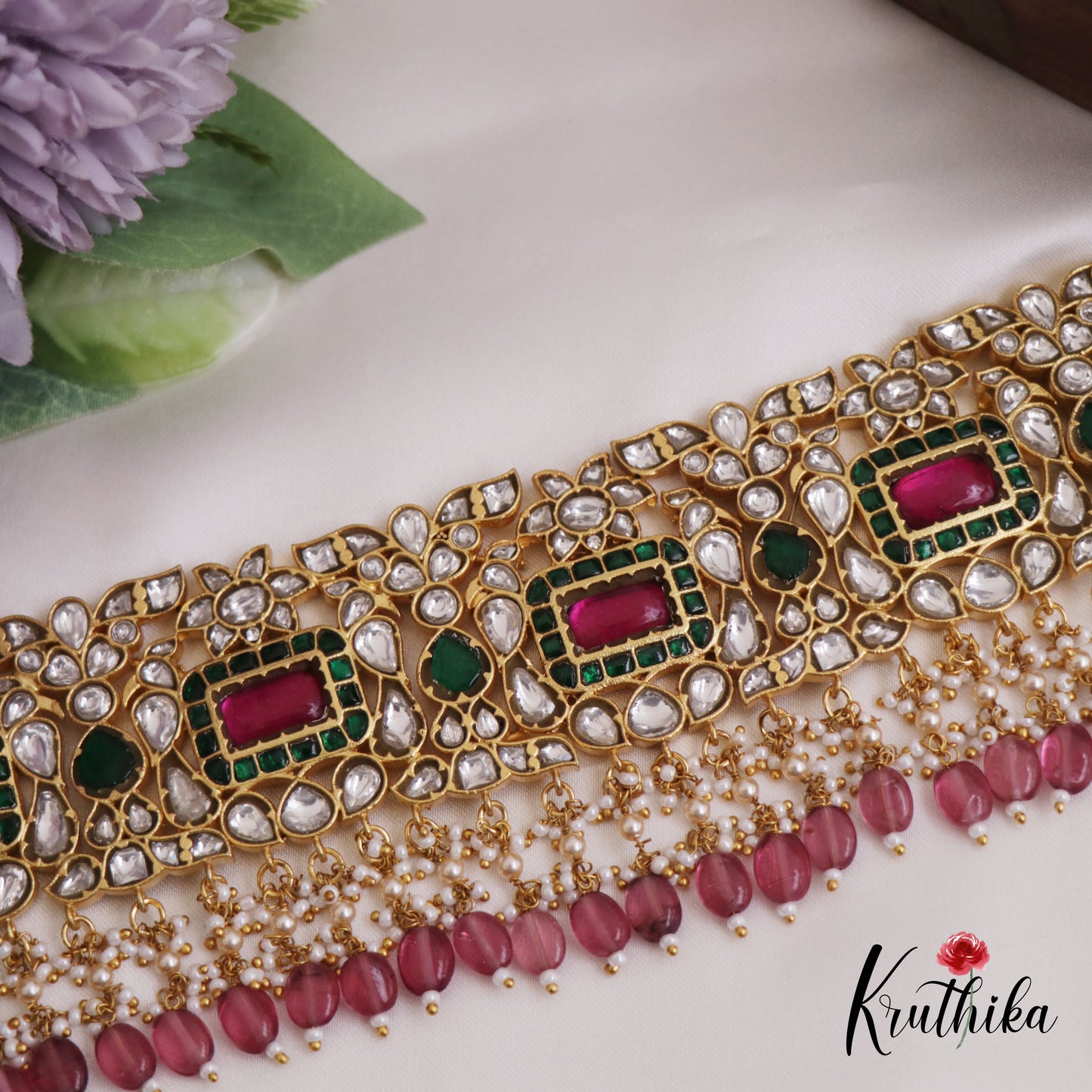 Stunning Teardrop Motifs Kundan Jadau Choker NC2681
