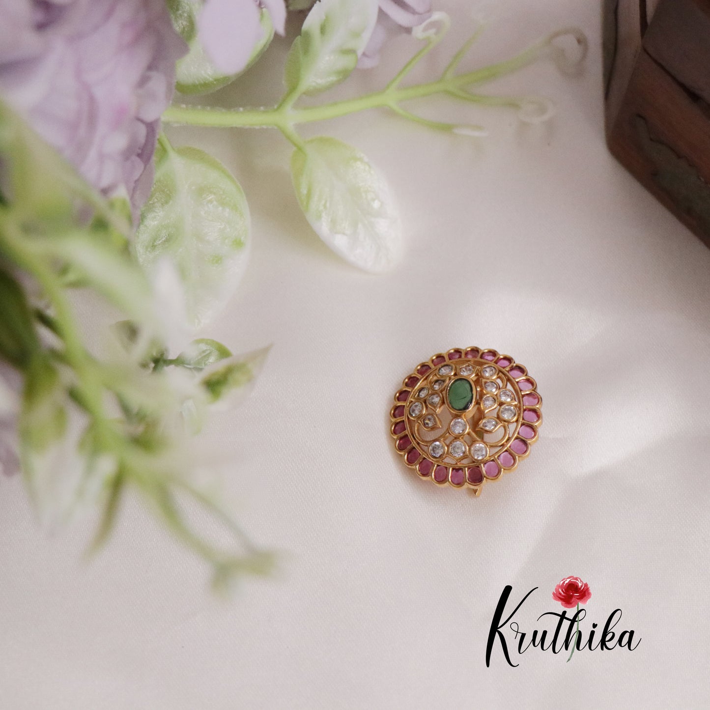 Beautiful CZ Antique Kemp Chandra Surya Hair Ornaments J196