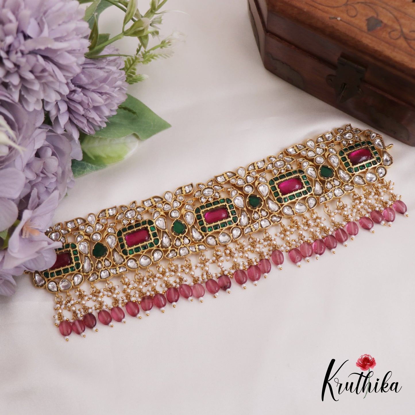 Stunning Teardrop Motifs Kundan Jadau Choker NC2681