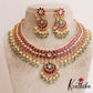 Premium Floral Leaf Motifs Jadau Choker With Green Bead Drops NC2895