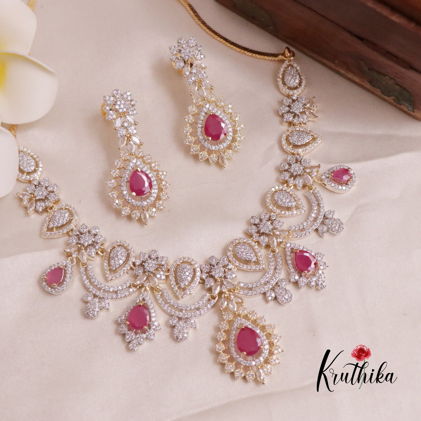 Beautiful AD/CZ Necklace NC1918 (Available in 2 Colours)