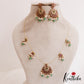 Pretty Floral Motifs Kemp Invisible Chain With Green Bead Drops NC2795