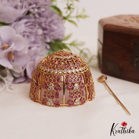 Premium Floral Motifs Kemp Golden Hair Bun J385