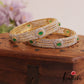 Beautiful Floral Leaf Motifs Diamond-Finish Gold-Tone Bangles B497 (Set of 2)|(Available In 2 Colors)