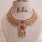 Elegant floral jadau necklace with pastel green beads NC1950