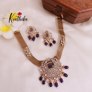 Beautiful Victorian Pendant Chain Set NC1861 (Available in 3 Colours)