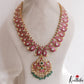 Premium Mango Floral Motifs Jadau Haaram With Green Bead Drops LH2144