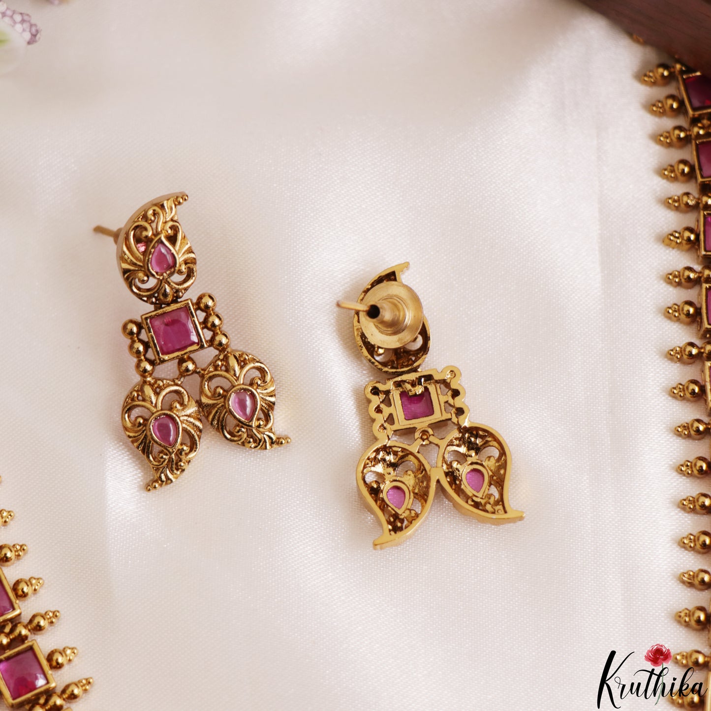 Classic Square Mango Motifs Jadau Necklace NC3181 (Available In 3 Colors)