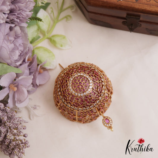 Premium Floral Motifs Kemp Golden Hair Bun J385