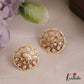 Trendy Pearl Border Floral Motifs AD Stud Earrings E991 (Available In 6 Colors)