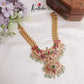 Grand Bridal Kasu Jadau Pendant Necklace with Pastel Green Beads Drops NC2246