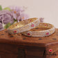 Beautiful Floral Leaf Motifs Diamond-Finish Gold-Tone Bangles B497 (Set of 2)|(Available In 2 Colors)