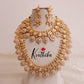 Premium Kundan stone Elegant Temple Lakshmi Haaram with Pastel Green Beads LH1870 with peacock design LH1859